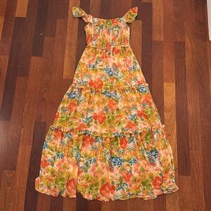 Floral Orange and Blue Dress